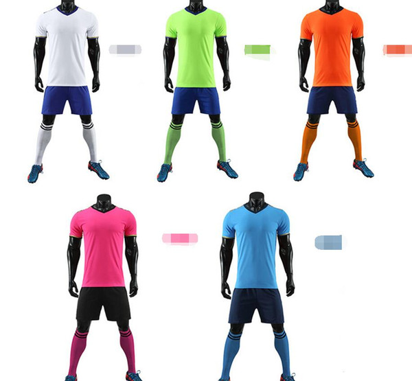 Men Soccer Jerseys Set Football kit Training Suits Uniform for blank custom Teens team game Sports without socks