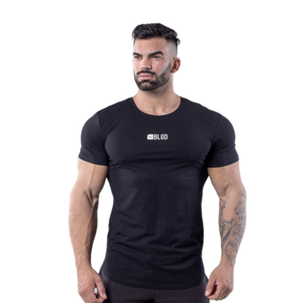 T-shirt Male Black Sports Fitness Running Climbing Basketball Outdoor Training Gym Workout New Muscle Brother Slim Short Sleeve Tee Shirt