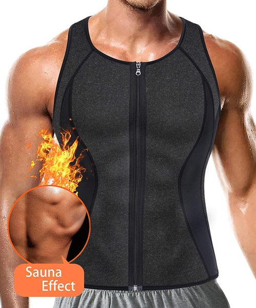 Men Hot Neoprene Workout Sauna Tank Top Zipper Waist Trainer Vest Weight Loss Body Shaper Compression Shirt Gym Clothes Corset