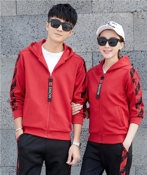 Spring and Autumn Couples Sportswear Set New Korean Fashion Student Casual Sweatshirt Two-piece Men and Women Students Casual Clothes Vêteme