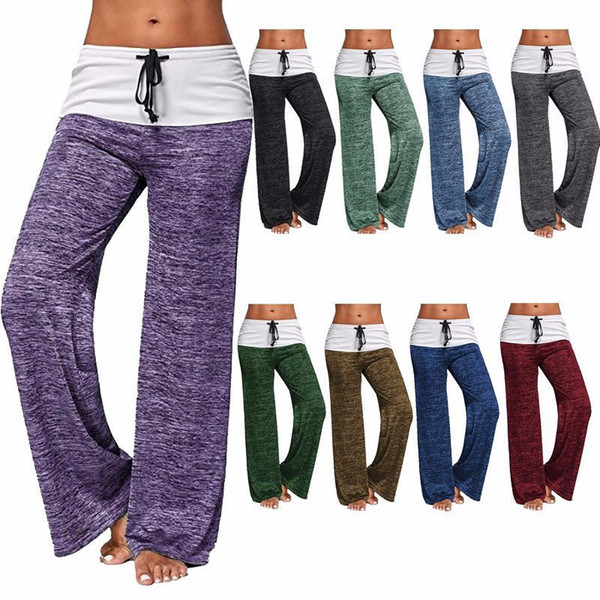 European and American stitching yoga quick-drying sports trousers outdoor casual wide-leg pants