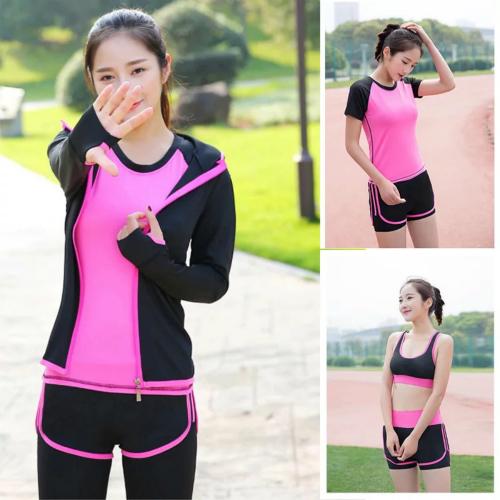 Yoga suit spring fitness suit running shorts top big yard speed dry loose show thin gym six suits girl