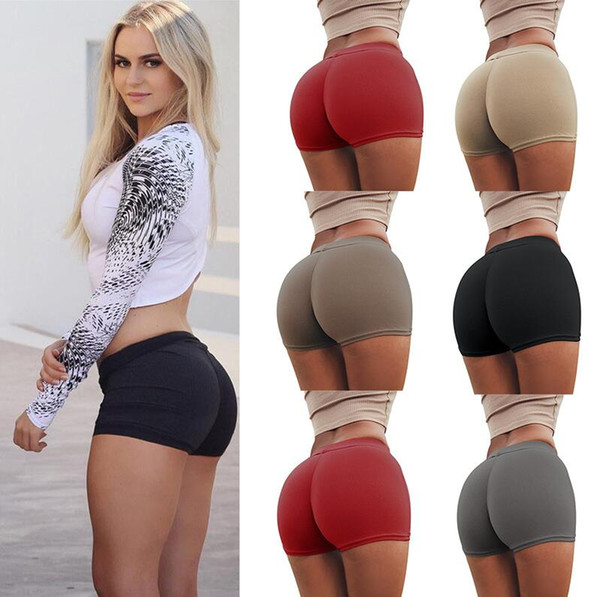 Sexy Yoga Shorts Women Fitness Shorts Pants Skinny Female Push Up Gym Shorts Tights Solid Color Elastic Breathable Workout Ladies Activewear