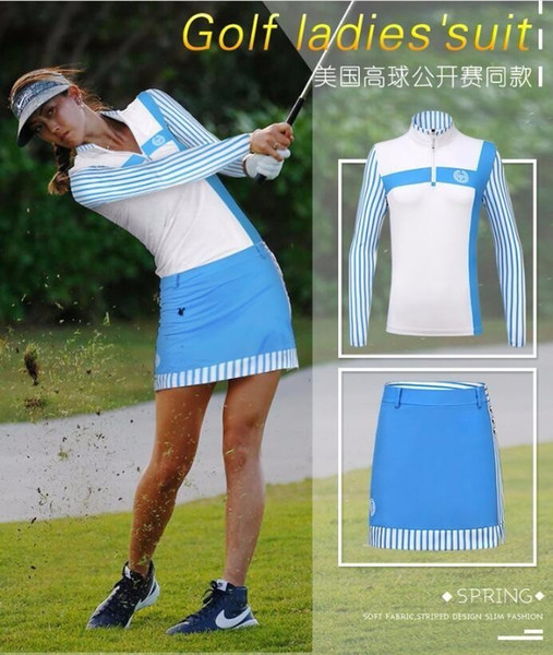 Pgm Golf Clothing Ma'am Long Sleeve T Pity Clothes Suit Vertical Stripe Thin