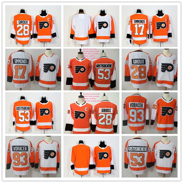 Philadelphia Flyers 28GIROUX,17 SIMMONDS,53GOSTISBEHERE,93VORACEK, ICE hockey jerseys, other number confirm with onlie service