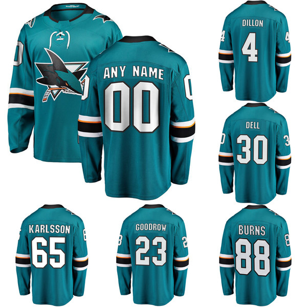 Aaron Dell Stitched Men's Brent Burns Joe Thornton Kevin Labanc Lukas Radil Tomas Hertl Martin Jones Logan Couture Green Hockey Jersey