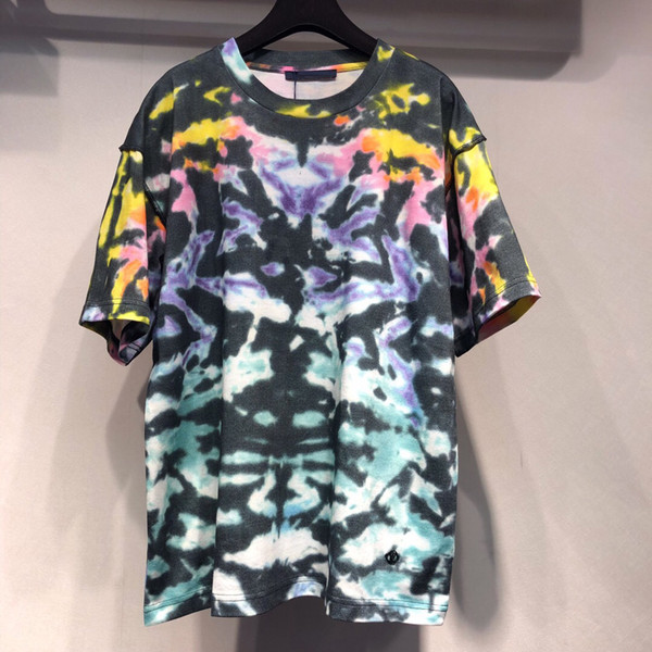 FALECTION 19SS ITALY FASHION HOT SUMMER BEST L ALL OVER TIE DYED HEAVY COTTON T-SHIRT