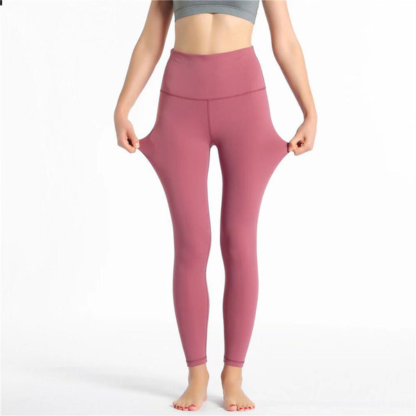 Lu-Leggings High Waist Solid Color Women yoga pants Sports Gym Clothing Elastic Fitness Lady Overall Full Tights Workout