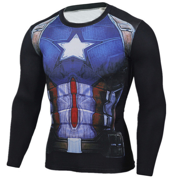 Avengers 4 Superman Punisher Rashgard Running Shirt Men T-shirt Long Sleeve Compression Shirts Gym T-shirt Fitness Sport Shirt Men