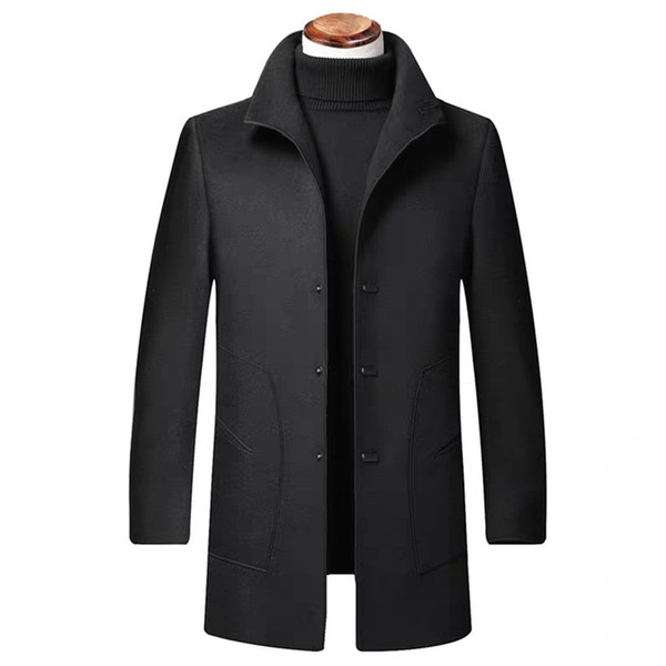 Woolen men's long wool coat business casual collar jacket