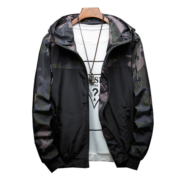 Leisure Pullover Jackets Thin Section Camouflage Jacket Stitching Hooded Jacket Class Uniforms New Men's Spring and Autumn1