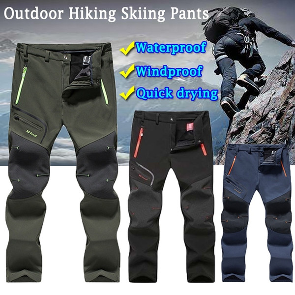 New hiking pants men winter fleece waterproof outdoor trekking camping fishing Soft shell Trousers Camp Fish Climbfor Camping Ski Climbing T