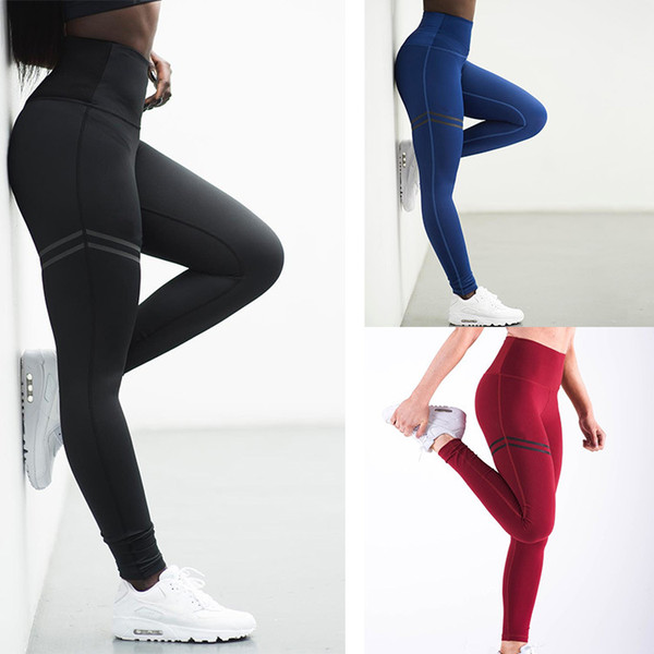 Wholesale spring and summer ladies high waist hip yoga pants casual sports high waist breathable leggings fitness pants solid color 21