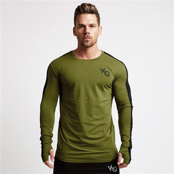 gym Muscle Brothers Europe and America Autumn and Winter Sports Long Sleeve Men's Fitness T-shirt Running Training Suit Customized Wholes