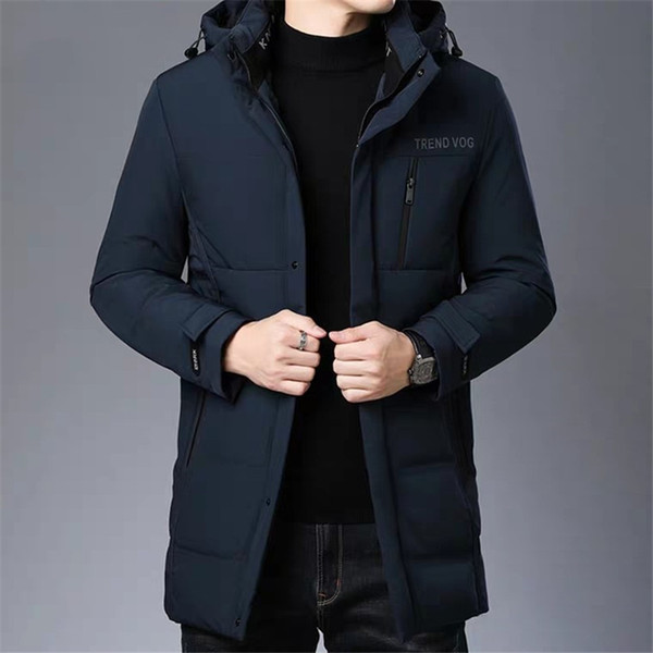 new Winter long hooded down jacket thick warm white duck down jacket