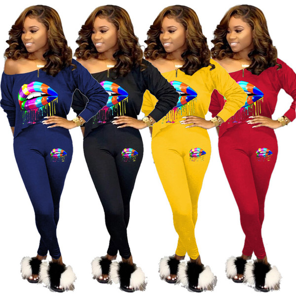 Tracksuit Long Sleeve Outfits Shirt Pants Two Piece Set Skinny Shirt Tights Sport Suit Pullover Pants Hot Selling