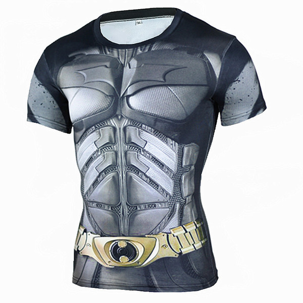 Batman 3D Printed Short Sleeve T-Shirt Men Fitness Tights Running Sport Shirt Mens Rashgard Gym Quick Dry Tops Tees Clothing