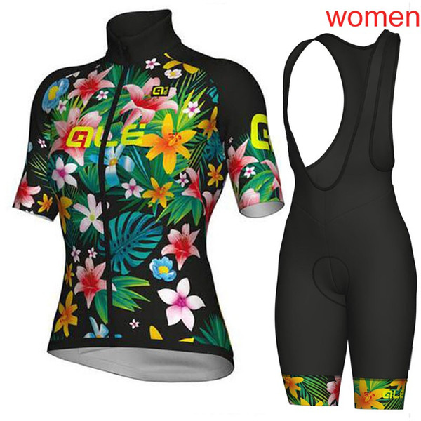 2019 Ale Woman's Team Cycling Jersey Bib Shorts Short Sleeve Cycling set Mountain Bike Clothing Breathable quick dry Bicycle Jersey Sports