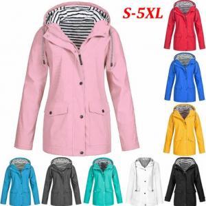 Striped Outdoor Jackets Women Winter Solid Pocket Waterproof Sunscreen Tracksuits Sports Coat Warm Home Clothing OOA6329