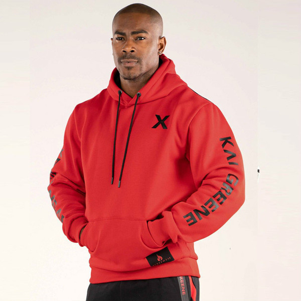 Men's fitness clothes new sports coat with fleece thickened warm long sleeve hooded slim round collar coat