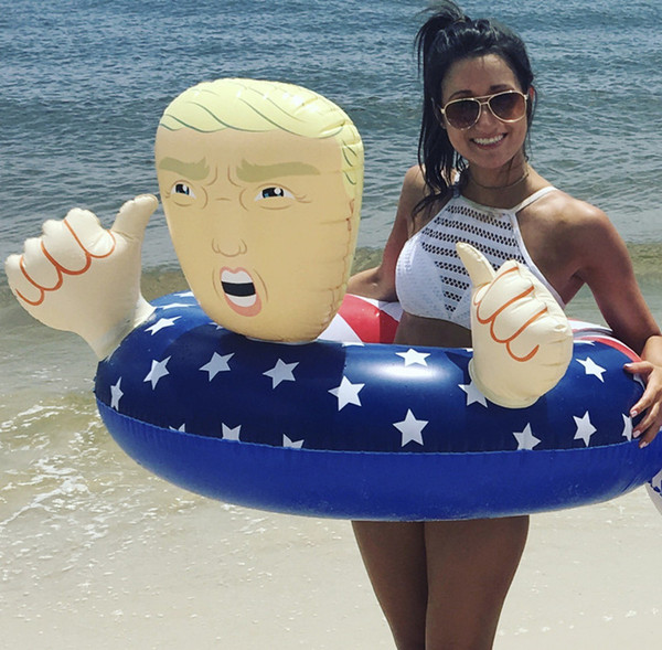 INS Cartoon Trump Swim Ring Inflatable Floats 110cm Giant Thicken Newest Summer Fun Inflatable Beach Play Water Fun Float Seat A32004