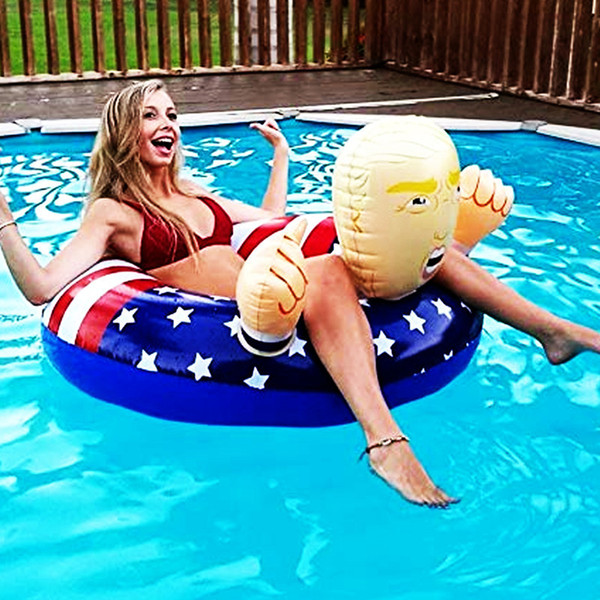 110cm Cartoon Trump Swimming Ring Inflatable Floats Cute Giant Thicken Newest Summer Fun Inflatable Beach Play Water Fun Float Seat A32004