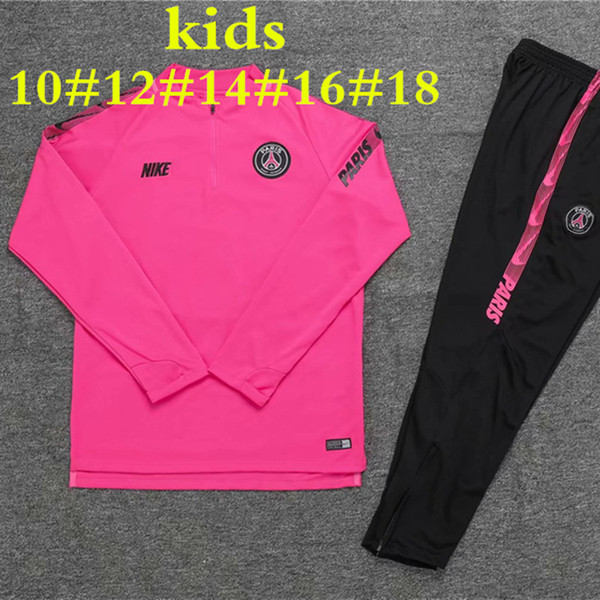 best sale 18 19 Paris pink kids jacket 2019 psg child tracksuits Cavani soccer suit Mbappe long sleeve half zipper boys training suits