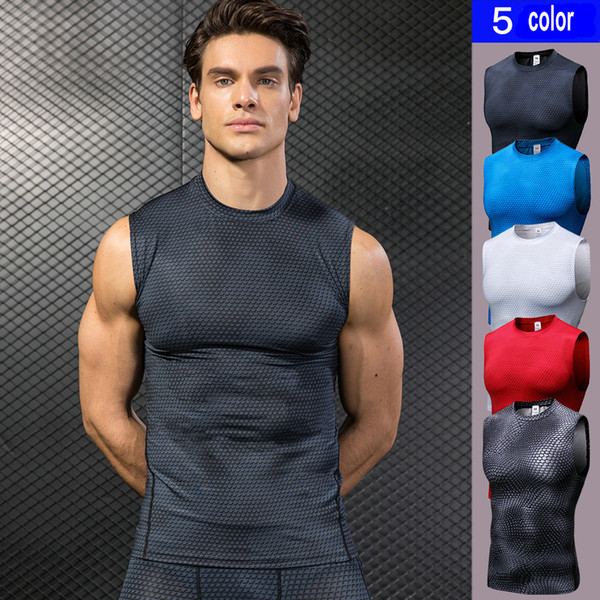 mens quick-drying vest sleeveless printed fitness jogger pullover fashion slim outdoor sport clothes