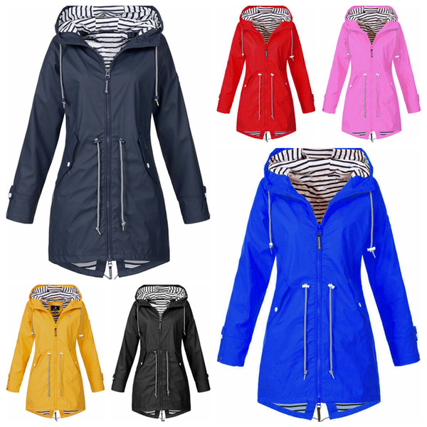 Women Striped Jacket 6 Colors Outdoor Climbing Warm Windbreaker Hoodie Mountaineering Hooded Stormwear Sports Clothing 20pcs OOA6365