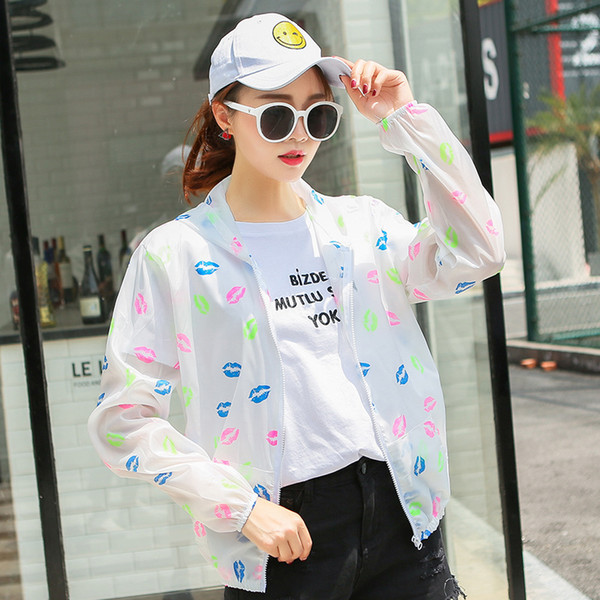 Summer Ladies Sunscreen Outdoor Thin Ultraviolet-proof Printed Sunscreen Short Cap Skin Clothing