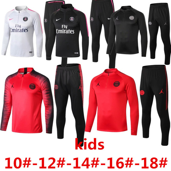 hot best selling new season 18 19 Paris pink kids tracksuits 2019 Cavani child sportwear Mbappe long sleeve half zipper boys training suits