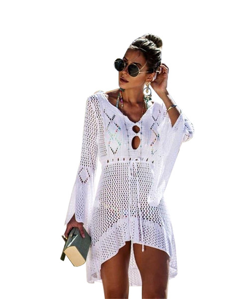 Knit Beach Cut-out Smock Swimsuit Smock Bikini Smock Sun Protection Multicolor For Holiday