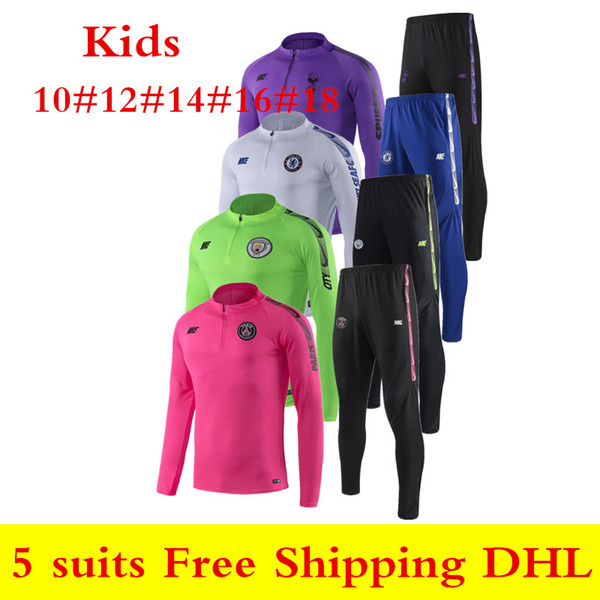 Best sale 19 20 Psg Paris kids pink tracksuits 2020 boys green sportwear SPURS ong sleeve half zipper child training suits