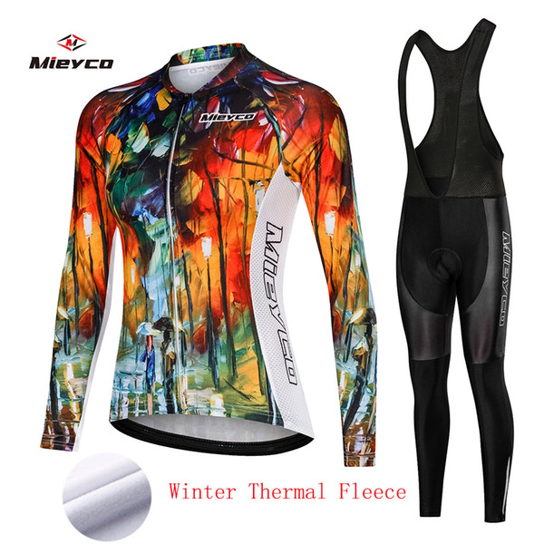 Winter Thermal fleece Cycling Jersey Bike Pants set womens Ropa Ciclismo 3D bicycling Maillot Mountian Bike wear