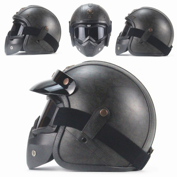 our Seasons Retro Helmet Manual Personality Retro Harley Motorcycle Electric Locomotive 3/4 Helmet Half Helmet Male