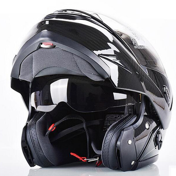 Carbon fiber, helmet, double lens, motorcycle, highway, running helmet, winter fog.