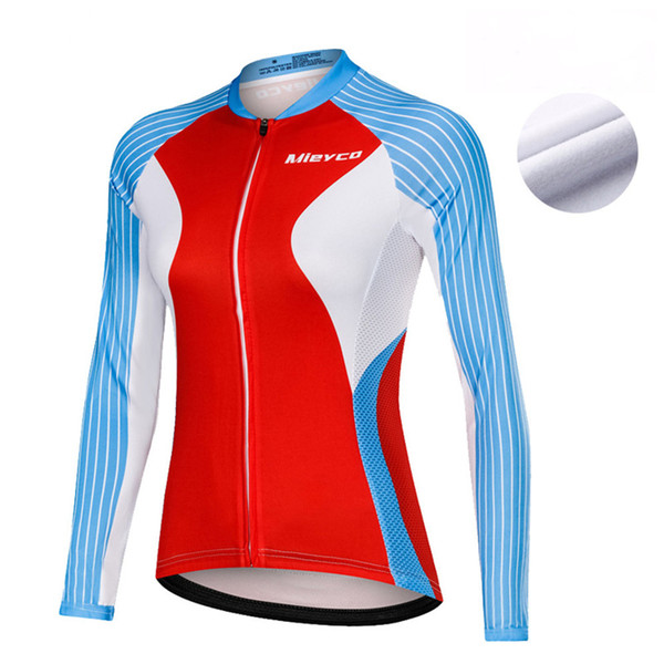 Coodoopai Women's Long Cycling Jerseys Bike Jersey Female Long Sleeve Sports Wear Fleece Optional Free Shipping