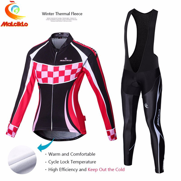 Lady Cycling Jersey Set Women Long Sleeve Clothes Winter Cycling Clothing Female Thermal Fleece MTB Uniform Kit Ropa Ciclismo bib Short Set