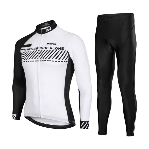 Simple Black White MTB DH Cycling Jersey Set Racing Bicycle Long Sleeves Shirt Pants Suit Spring MTB Bike Riding Jersey