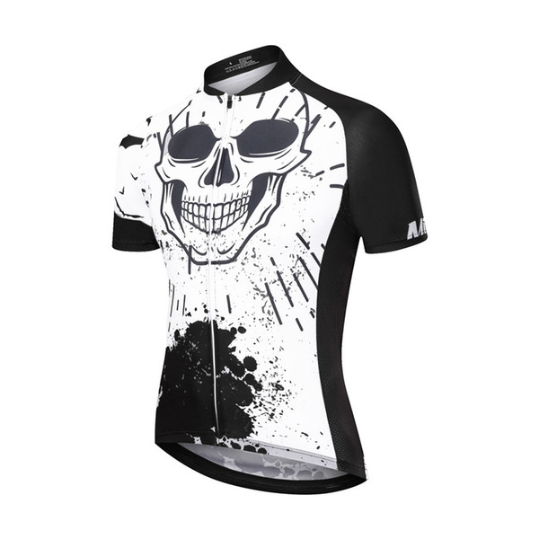 100% Polyester Men Punk Cycling Jersey Breathable Short Sleeves Jacket with Super Cool Dead Evil Pattern Fast Dry MTB Sportswear