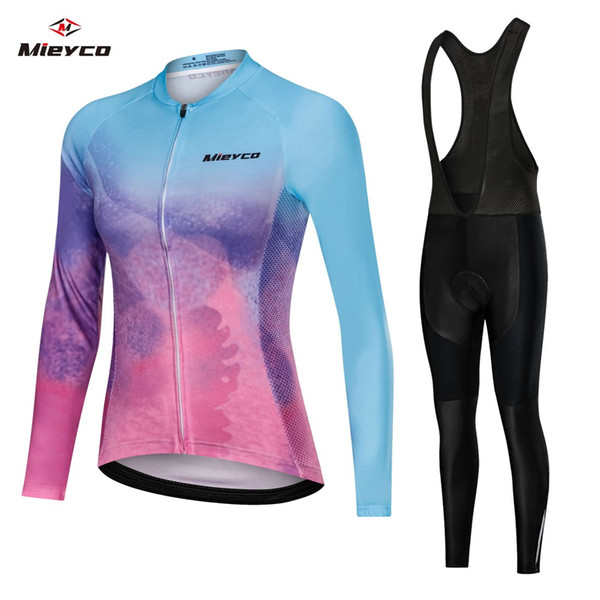 Long Sleeve Women Cycling Set Wear 2020 Autumn Bike Clothing Kit Mallot Female BIB Pants Bicycle Clothes Suit MTB Jersey Dress Biking Racing