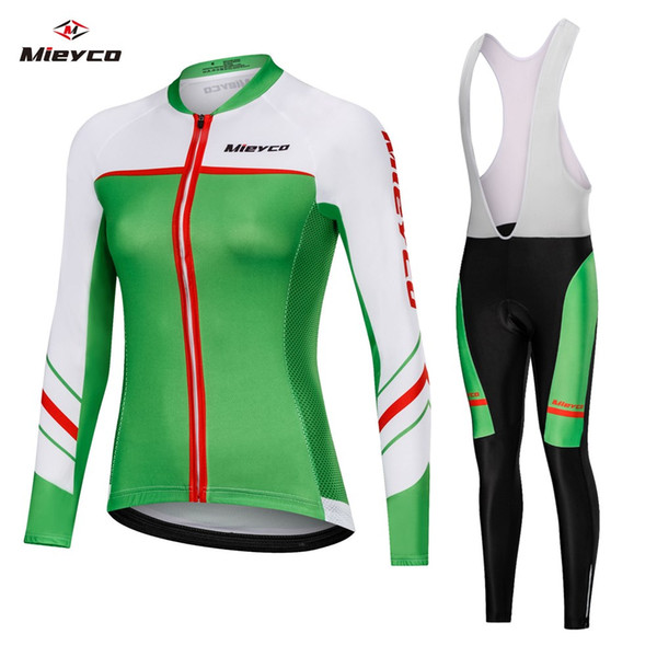 Coodoopai Women Bicycle Sportswear Cycling Jersey Long Sleeve Bib Pants Set Bike Cycling Clothing Ropa Ciclismo MTB Cycle Clothes Racing