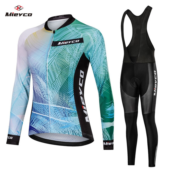 New Brand Women Lycra Breathable Spring Autumn Cycling Clothing Sets Long Sleeve Cycling Jersey Bib Set Cheap Cycling Jerseys Mountain Suit