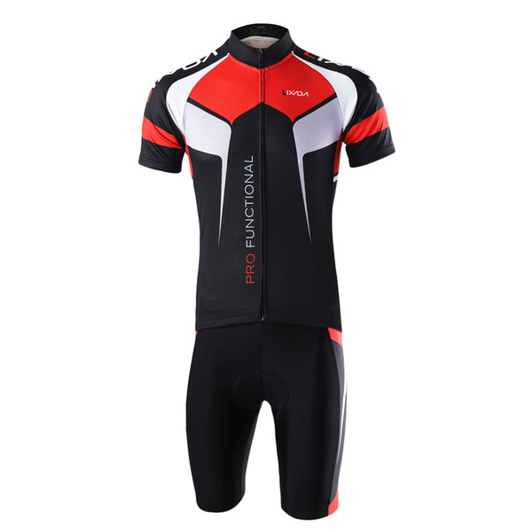 Men Breathable Quick Dry Comfortable Short Sleeve Jersey + Padded Shorts Cycling Clothing Set Riding SportswearY2800B-S