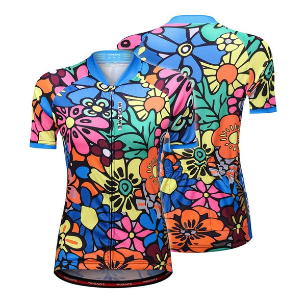 Short Sleeve Cycling Jersey for Women Flower-printed Quick Dry Summer MTB Bike Shirt Riding Clothing Camisa Equitacion Ropa Y8376-XL