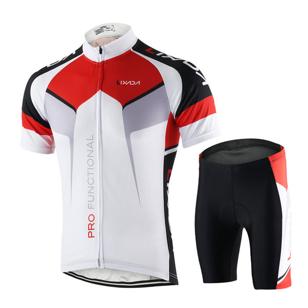 Men Breathable Quick Dry Comfortable Short Sleeve Jersey + Padded Shorts Cycling Clothing Set Riding Sportswear Y2800W-L