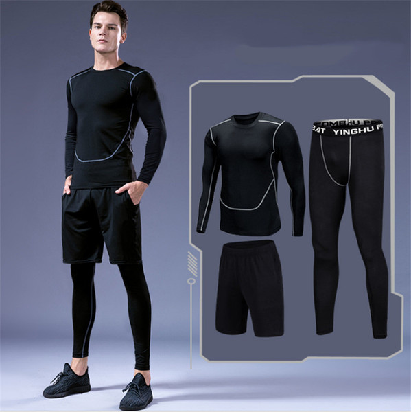 Fitness Sports T-Shirt Sets Leggings+Tops+Shorts Three Piece Suit Outdoor Training Running Suit Cycling Sportswear High Quality Jogger