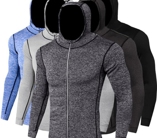 Solid Long Sleeve Hooded Breathable Running Jacket Man Sport Coat Fitness Gym Soccer Training Male Coat Jogging Sweatshirts