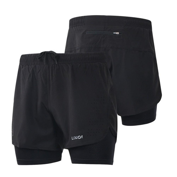 Men's 2-in-1 Running Shorts Quick Drying Breathable Active Training Exercise Jogging Cycling Shorts with Longer Liner CS Y8253B-S