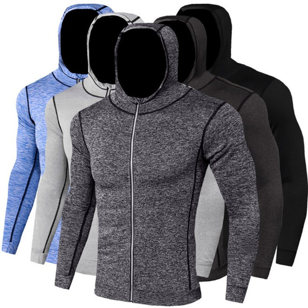 Solid Long Sleeve Hooded Breathable Running Jacket Man Sport Coat Fitness Gym Soccer Training Male Coat Jogging Sweatshirts